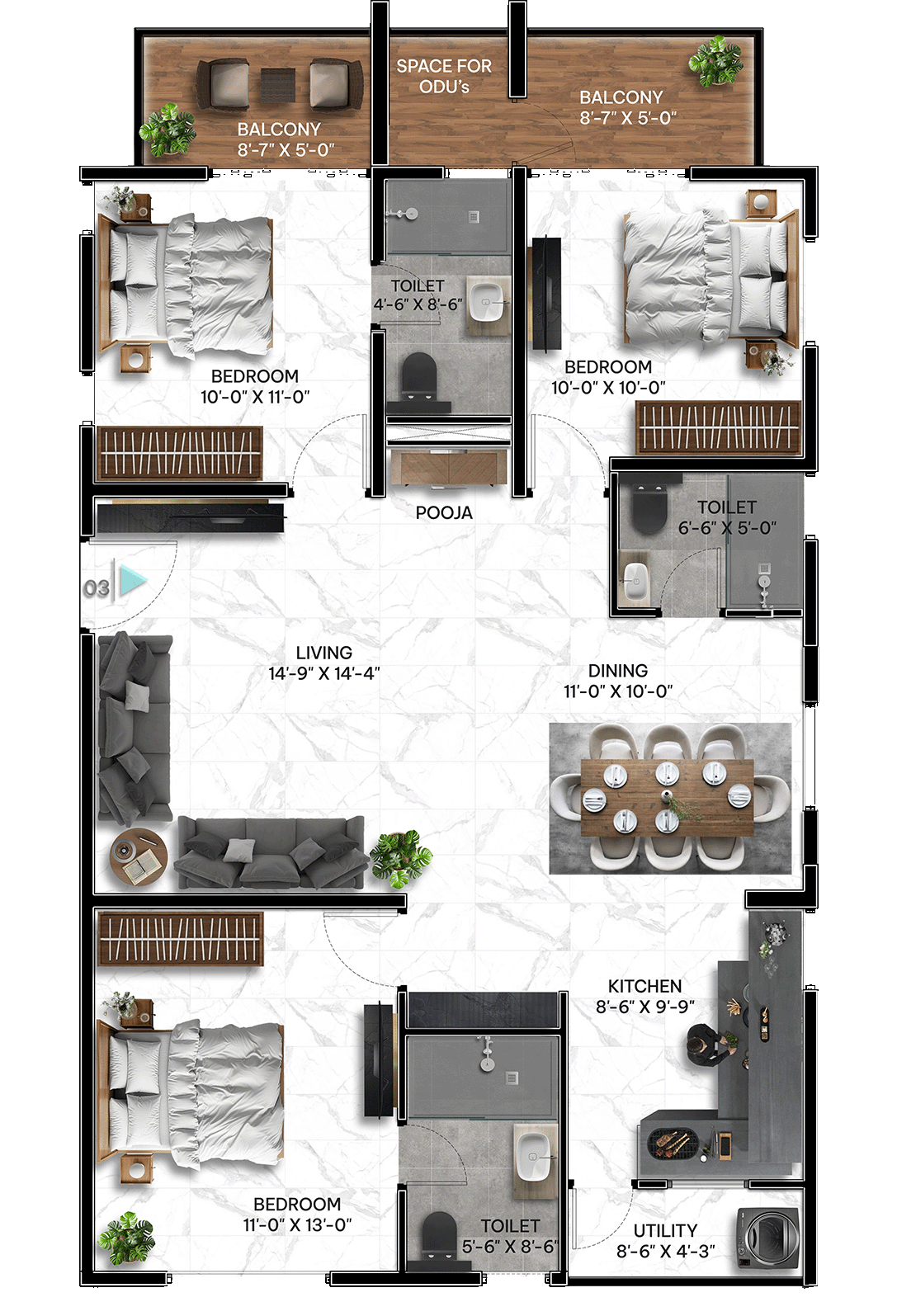 3 Bedrooms Bedrooms, ,3 BathroomsBathrooms,Apartment,Available Floor Plans,1661