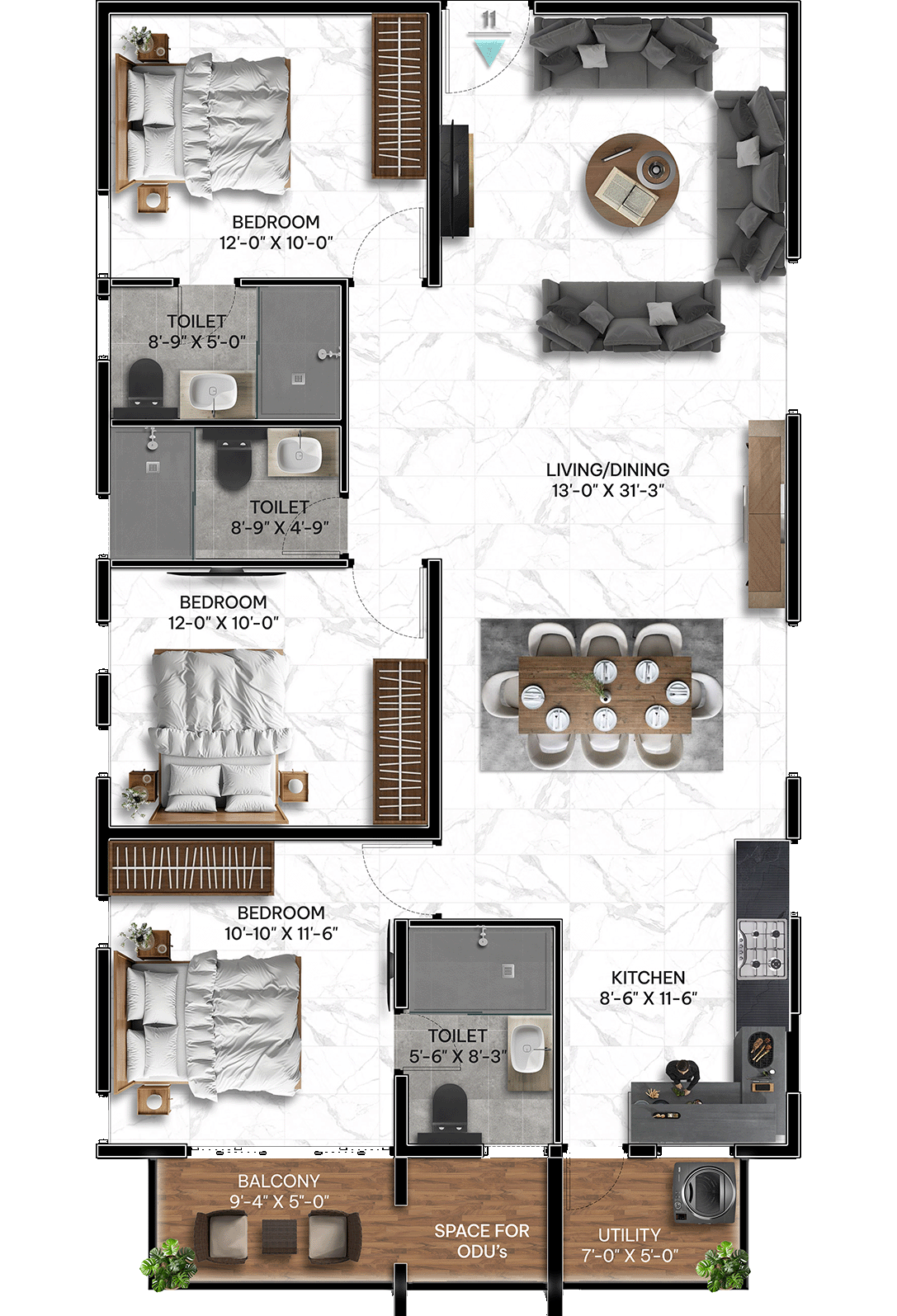 3 Bedrooms Bedrooms, ,3 BathroomsBathrooms,Apartment,Available Floor Plans,1783