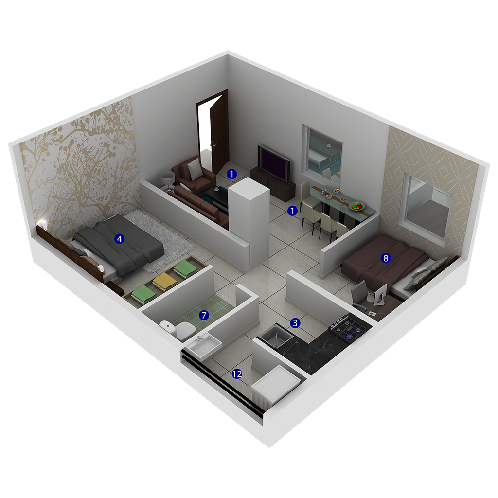 2 Bedrooms Bedrooms, ,1 BathroomBathrooms,Apartment,Available Floor Plans,1269